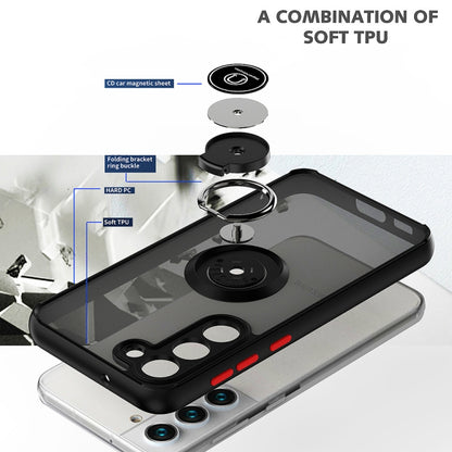 Q Shadow I Ring Kickstand PC and TPU Hybrid Phone Case, For Samsung Galaxy S23 5G, For Samsung Galaxy S23+ 5G