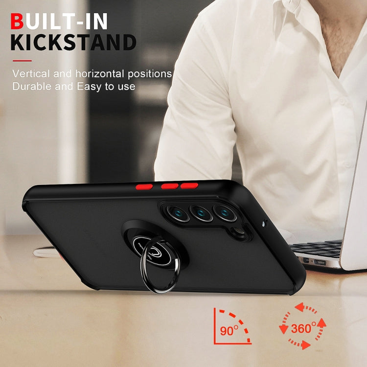 Q Shadow I Ring Kickstand PC and TPU Hybrid Phone Case, For Samsung Galaxy S23 5G, For Samsung Galaxy S23+ 5G