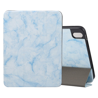 Three-fold Marble Texture Protective Tablet Case with Pen Slot