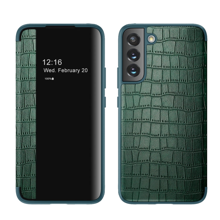 Crocodile Texture Window View Leather Phone Case