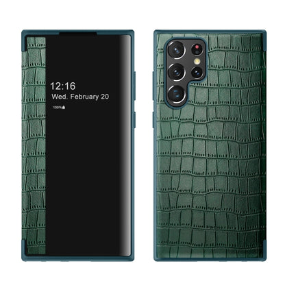 Crocodile Texture Window View Leather Phone Case