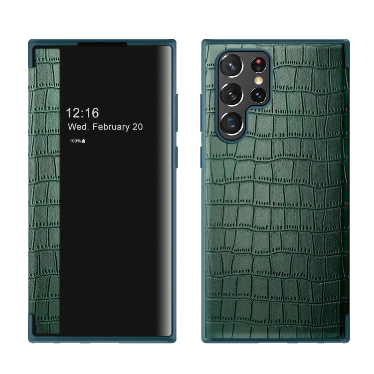 Crocodile Texture Window View Leather Phone Case, For Samsung Galaxy S23 5G, For Samsung Galaxy S23+ 5G, For Samsung Galaxy S23 Ultra 5G