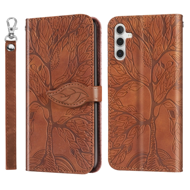 Life Tree Embossing Pattern Leather Phone Case