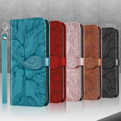 Life Tree Embossing Pattern Leather Phone Case