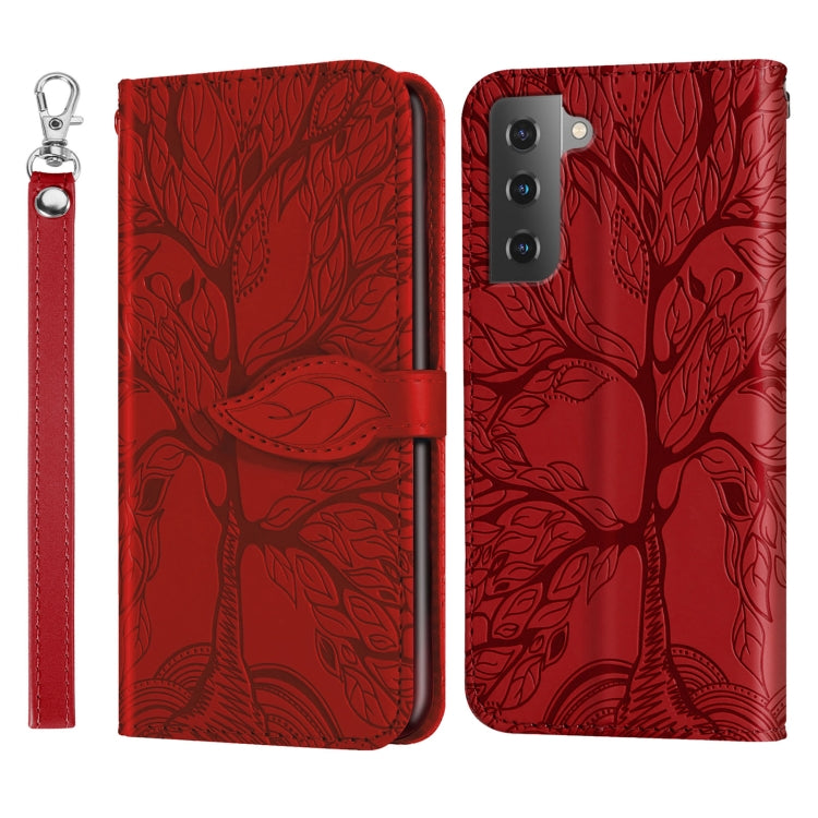 Life Tree Embossing Pattern Leather Phone Case