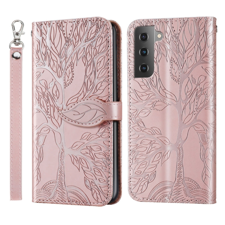 Life Tree Embossing Pattern Leather Phone Case