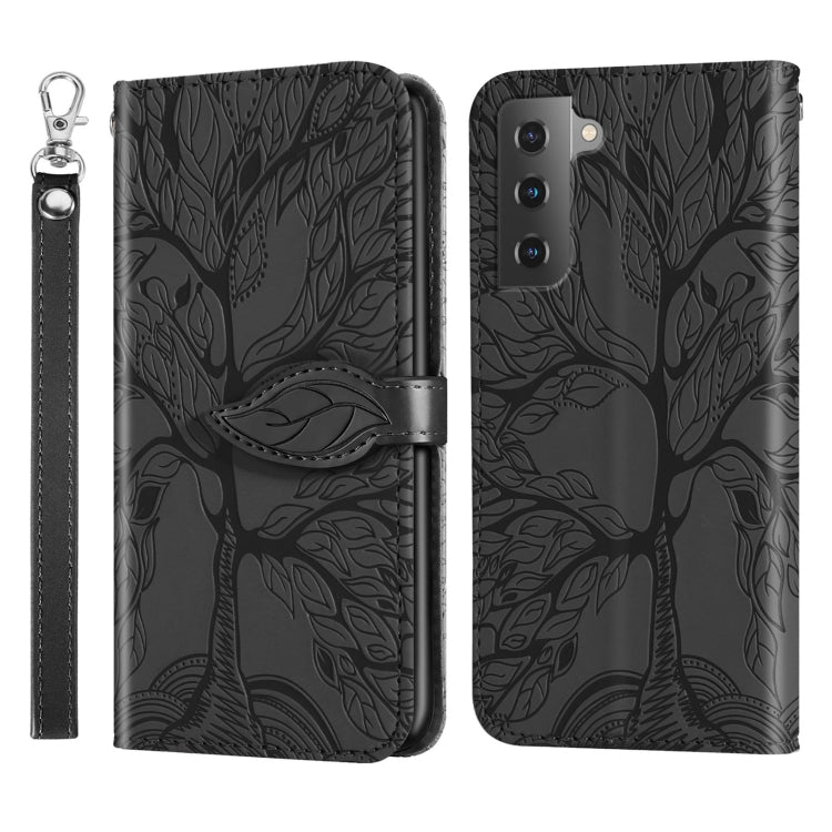 Life Tree Embossing Pattern Leather Phone Case