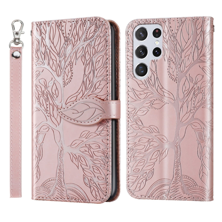 Life Tree Embossing Pattern Leather Phone Case