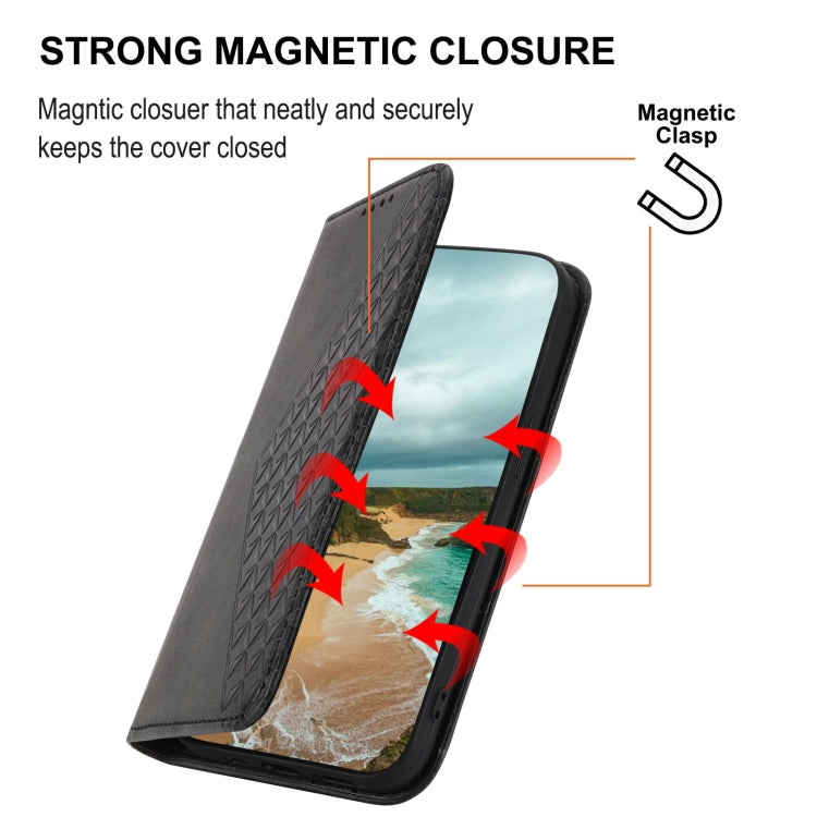 Cubic Grid Calf Texture Magnetic Leather Phone Case