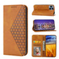 Cubic Grid Calf Texture Magnetic Leather Phone Case