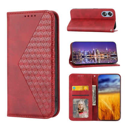 Cubic Grid Calf Texture Magnetic Leather Phone Case