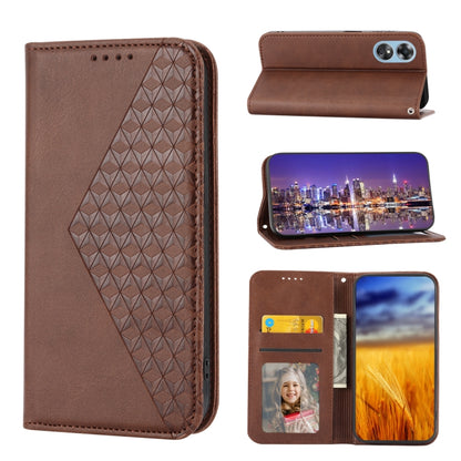 Cubic Grid Calf Texture Magnetic Leather Phone Case