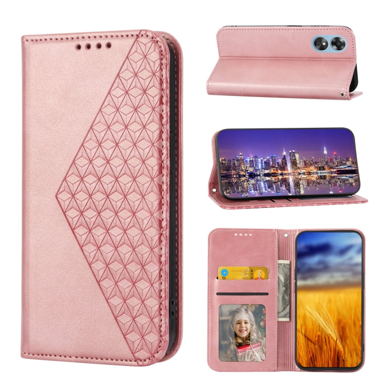 Cubic Grid Calf Texture Magnetic Leather Phone Case