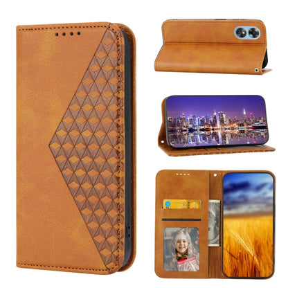 Cubic Grid Calf Texture Magnetic Leather Phone Case