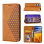 Cubic Grid Calf Texture Magnetic Leather Phone Case