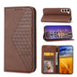 Cubic Grid Calf Texture Magnetic Leather Phone Case