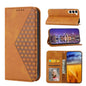 Cubic Grid Calf Texture Magnetic Leather Phone Case