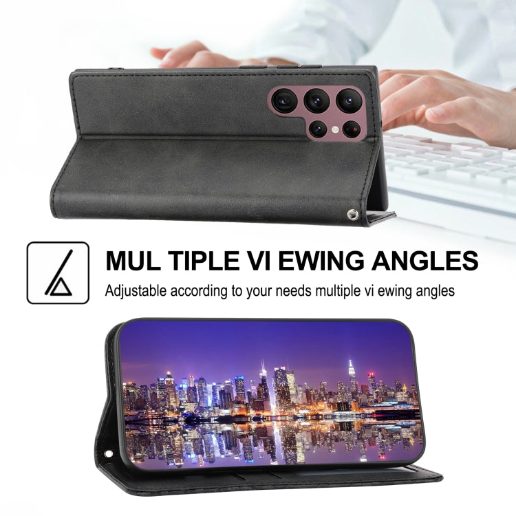 Cubic Grid Calf Texture Magnetic Leather Phone Case