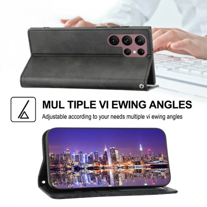 Cubic Grid Calf Texture Magnetic Leather Phone Case