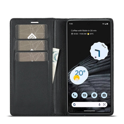 LC.IMEEKE Carbon Fiber PU + TPU Leather Case, For Google Pixel 7 Pro