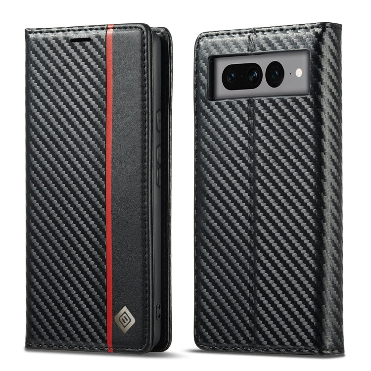 LC.IMEEKE Carbon Fiber PU + TPU Leather Case, For Google Pixel 7 Pro