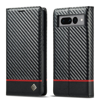 LC.IMEEKE Carbon Fiber PU + TPU Leather Case, For Google Pixel 7 Pro