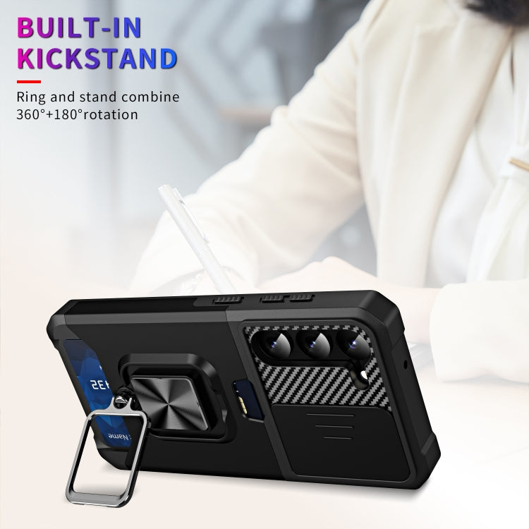 Sliding Camshield Phone Case with Ring Holder & Card Slot, For Samsung Galaxy S23 5G, For Samsung Galaxy S23+ 5G, For Samsung Galaxy S23 Ultra 5G
