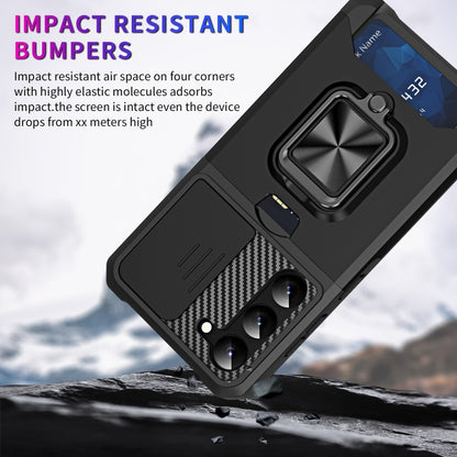 Sliding Camshield Phone Case with Ring Holder & Card Slot, For Samsung Galaxy S23 5G, For Samsung Galaxy S23+ 5G, For Samsung Galaxy S23 Ultra 5G
