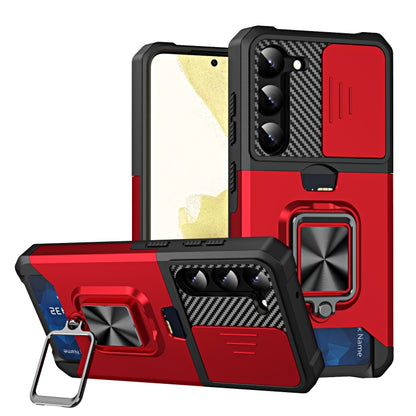 Sliding Camshield Phone Case with Ring Holder & Card Slot, For Samsung Galaxy S23 5G, For Samsung Galaxy S23+ 5G, For Samsung Galaxy S23 Ultra 5G
