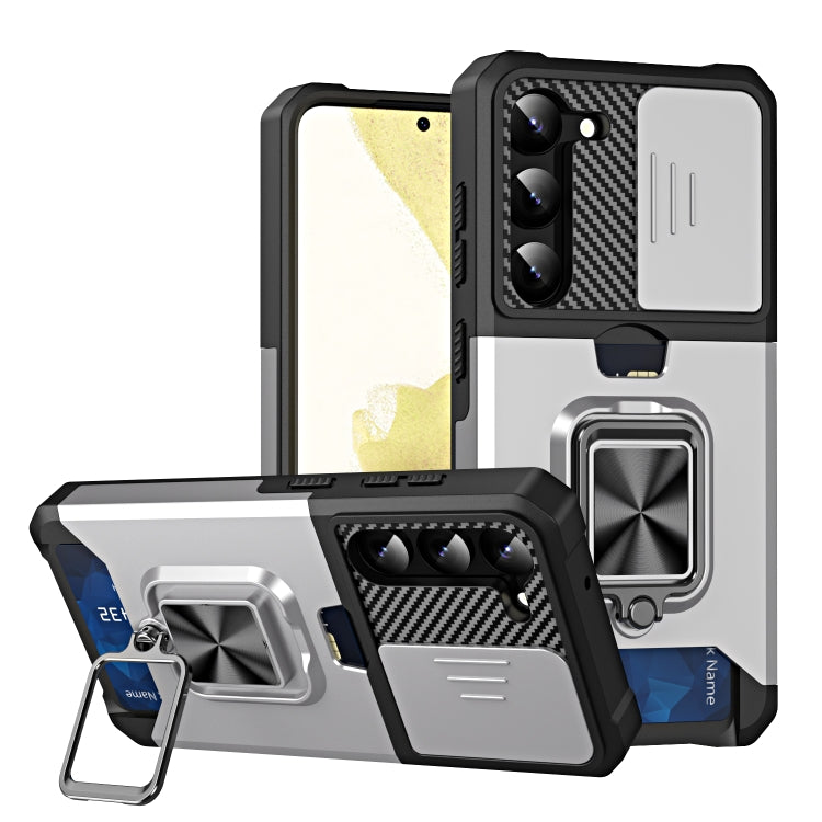 Sliding Camshield Phone Case with Ring Holder & Card Slot, For Samsung Galaxy S23 5G, For Samsung Galaxy S23+ 5G, For Samsung Galaxy S23 Ultra 5G