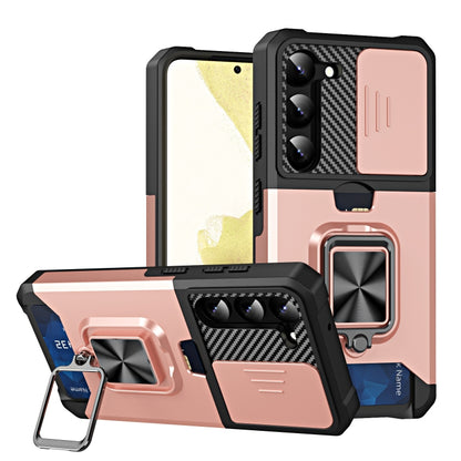 Sliding Camshield Phone Case with Ring Holder & Card Slot, For Samsung Galaxy S23 5G, For Samsung Galaxy S23+ 5G, For Samsung Galaxy S23 Ultra 5G