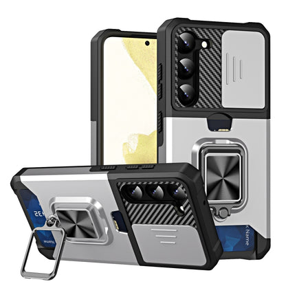 Sliding Camshield Phone Case with Ring Holder & Card Slot, For Samsung Galaxy S23 5G, For Samsung Galaxy S23+ 5G, For Samsung Galaxy S23 Ultra 5G