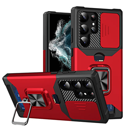 Sliding Camshield Phone Case with Ring Holder & Card Slot, For Samsung Galaxy S23 5G, For Samsung Galaxy S23+ 5G, For Samsung Galaxy S23 Ultra 5G