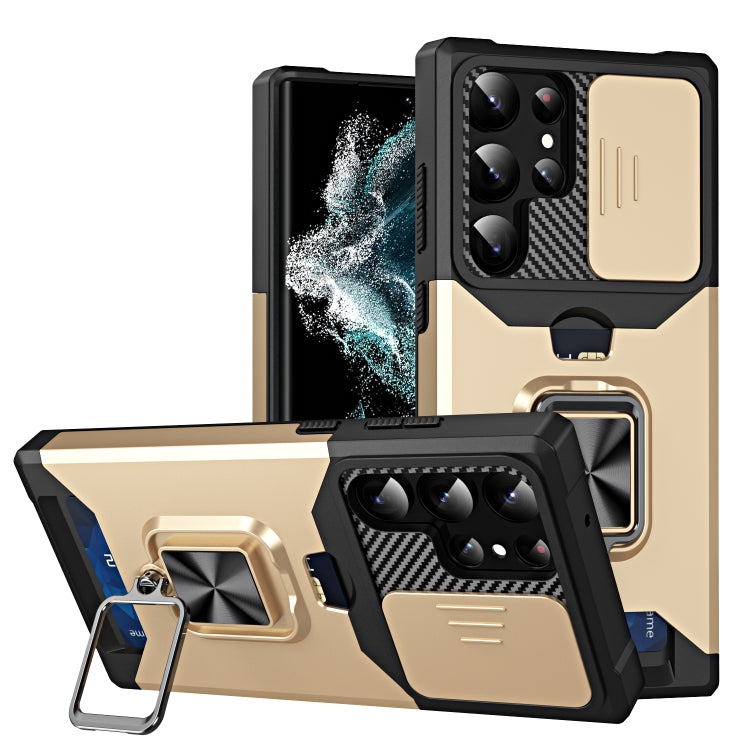 Sliding Camshield Phone Case with Ring Holder & Card Slot, For Samsung Galaxy S23 5G, For Samsung Galaxy S23+ 5G, For Samsung Galaxy S23 Ultra 5G