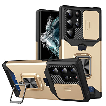 Sliding Camshield Phone Case with Ring Holder & Card Slot, For Samsung Galaxy S23 5G, For Samsung Galaxy S23+ 5G, For Samsung Galaxy S23 Ultra 5G