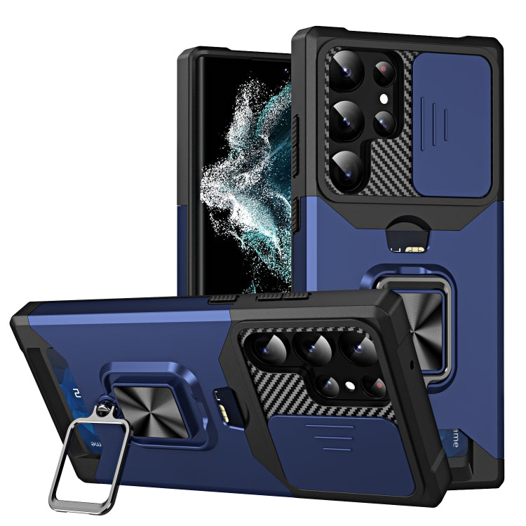 Sliding Camshield Phone Case with Ring Holder & Card Slot, For Samsung Galaxy S23 5G, For Samsung Galaxy S23+ 5G, For Samsung Galaxy S23 Ultra 5G