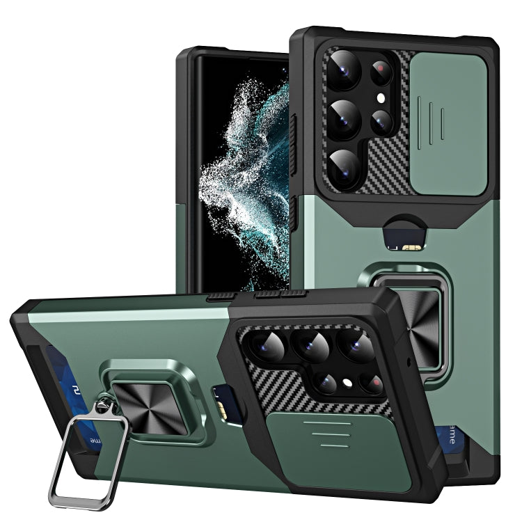 Sliding Camshield Phone Case with Ring Holder & Card Slot, For Samsung Galaxy S23 5G, For Samsung Galaxy S23+ 5G, For Samsung Galaxy S23 Ultra 5G