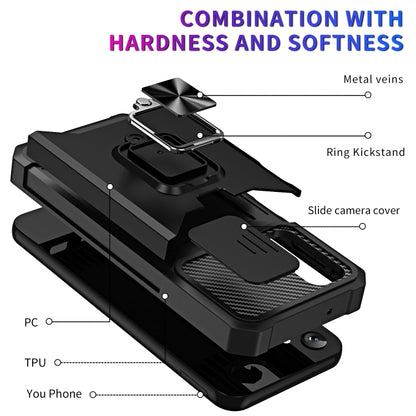 Sliding Camshield Phone Case with Ring Holder & Card Slot, For Samsung Galaxy A14 5G