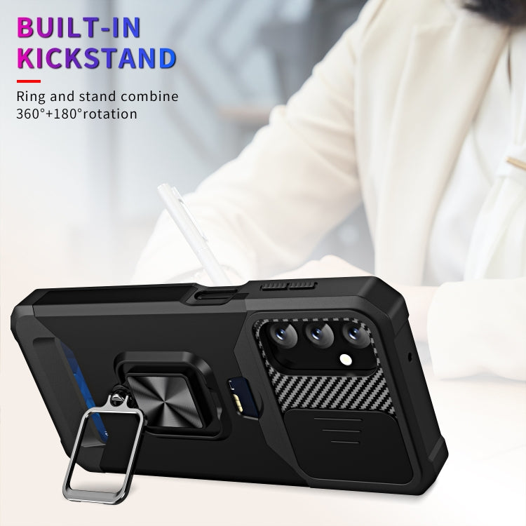 Sliding Camshield Phone Case with Ring Holder & Card Slot, For Samsung Galaxy A14 5G