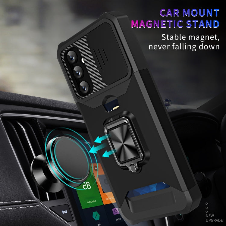 Sliding Camshield Phone Case with Ring Holder & Card Slot, For Samsung Galaxy A14 5G
