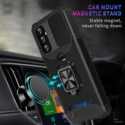 Sliding Camshield Phone Case with Ring Holder & Card Slot, For Samsung Galaxy A14 5G