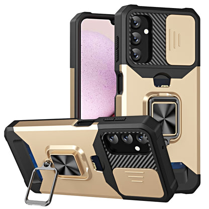 Sliding Camshield Phone Case with Ring Holder & Card Slot, For Samsung Galaxy A14 5G