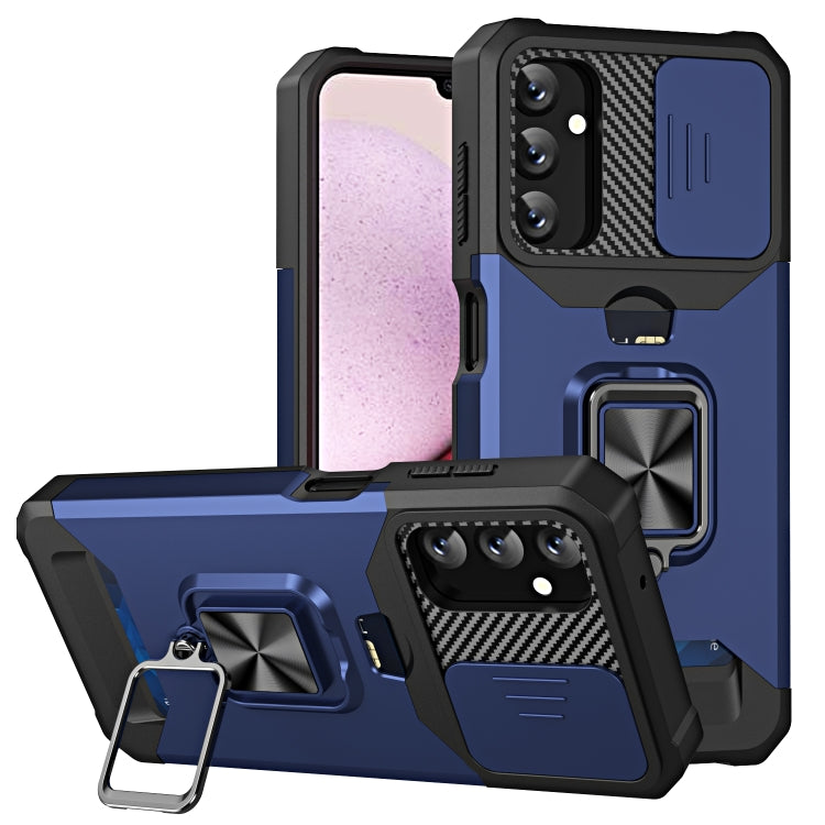 Sliding Camshield Phone Case with Ring Holder & Card Slot, For Samsung Galaxy A14 5G