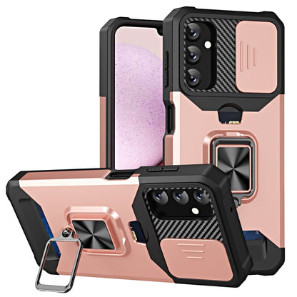 Sliding Camshield Phone Case with Ring Holder & Card Slot, For Samsung Galaxy A14 5G