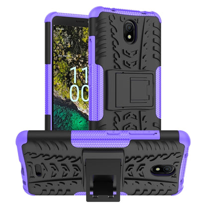 Tire Texture TPU + PC Phone Case with Holder, For Nokia C100, For Nokia C200, For Nokia G100