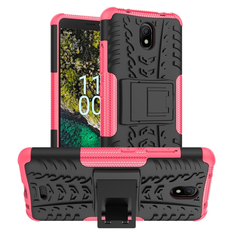Tire Texture TPU + PC Phone Case with Holder, For Nokia C100, For Nokia C200, For Nokia G100