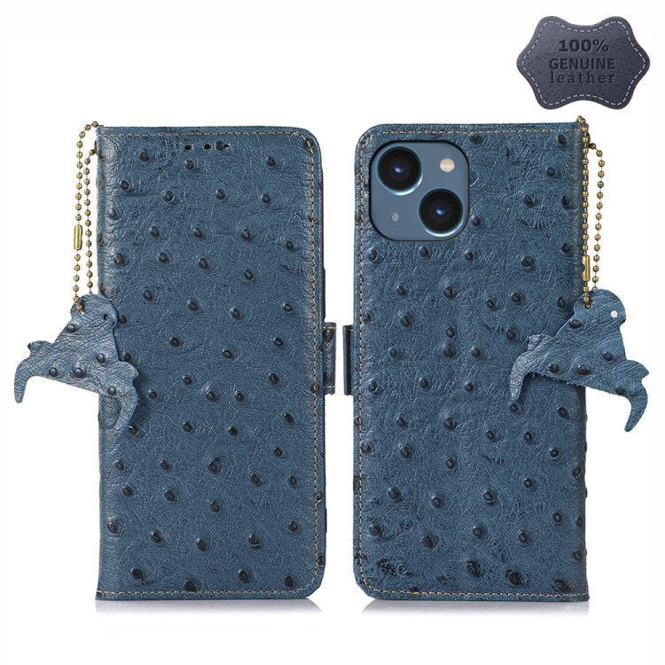 Ostrich Pattern Genuine Leather RFID Phone Case