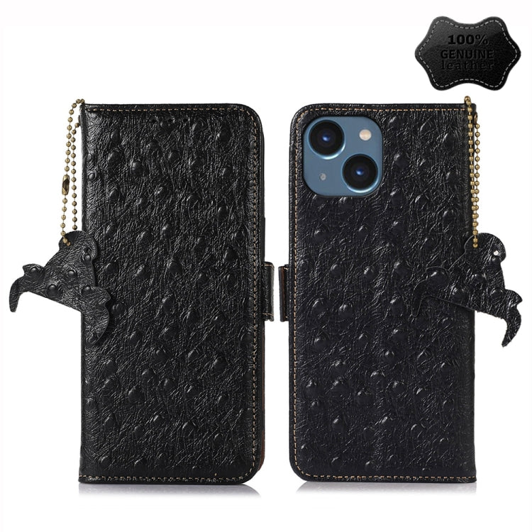 Ostrich Pattern Genuine Leather RFID Phone Case