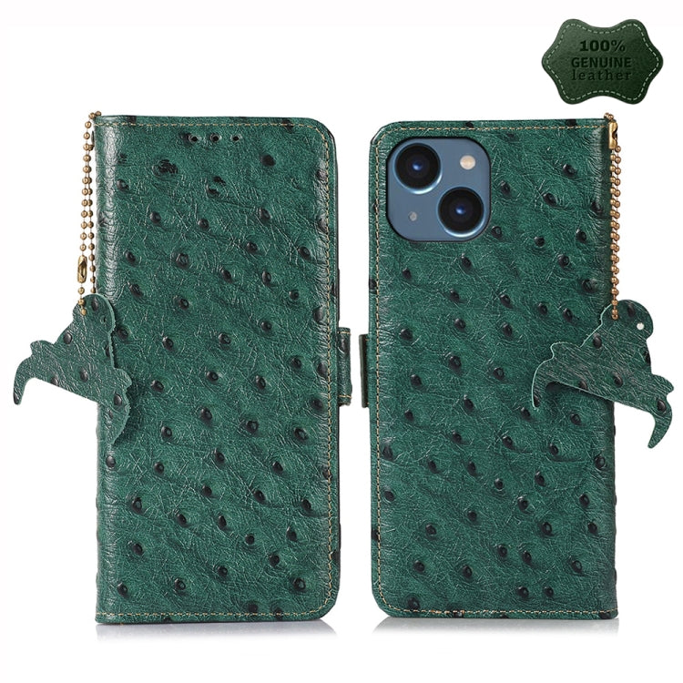 Ostrich Pattern Genuine Leather RFID Phone Case