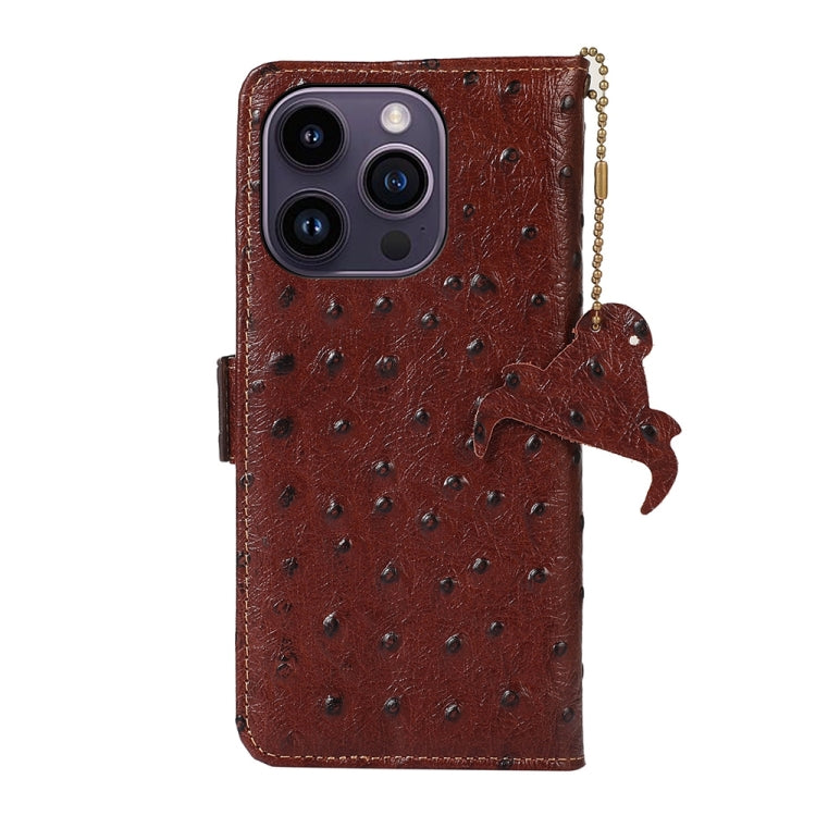 Ostrich Pattern Genuine Leather RFID Phone Case